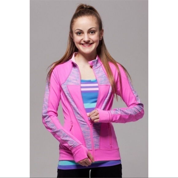IVIVVA (Girls Lululemon) Perfect Your Practice Hot Pink Barbiecore Zip Up Jacket - Picture 2 of 6